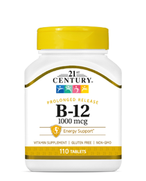 Vitamin B-12 by 21st Century HealthCare, Inc., view from the front.