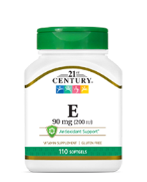 Vitamin E 90 mg by 21st Century HealthCare, Inc., view from the front.