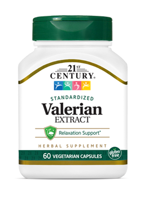 Valerian Extract by 21st Century HealthCare, Inc., view from the front.