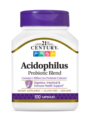 Acidophilus Probiotic Blend by 21st Century HealthCare, Inc., view from the front.