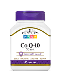 Co Q-10 30 mg by 21st Century HealthCare, Inc., view from the front.