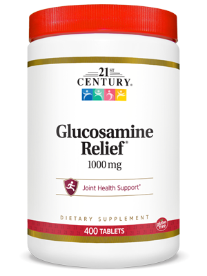 Glucosamine Relief® 1000 mg by 21st Century HealthCare, Inc., view from the front.