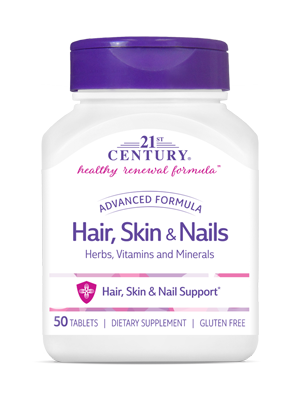Hair, Skin & Nails Advanced Formula by 21st Century HealthCare, Inc., view from the front.