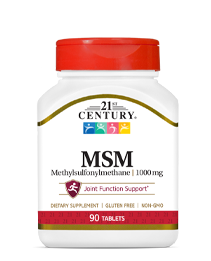 MSM 1000 mg by 21st Century HealthCare, Inc., view from the front.