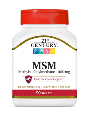 MSM 1000 mg by 21st Century HealthCare, Inc., view from the front.