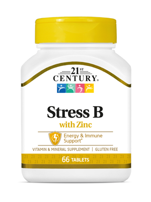 Stress B with Zinc by 21st Century HealthCare, Inc., view from the front.