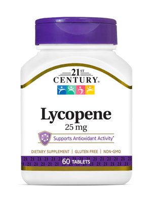 Lycopene 25 mg by 21st Century HealthCare, Inc., view from the front.