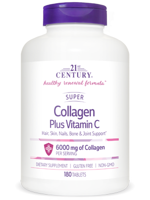Super Collagen Plus Vitamin C by 21st Century HealthCare, Inc., view from the front.