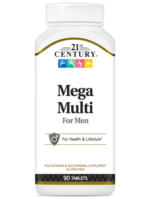 Mega Multi for Men by 21st Century HealthCare, Inc., view from the front.