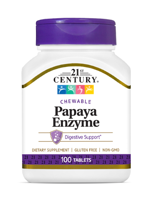 Papaya Enzyme  by 21st Century HealthCare, Inc., view from the front.