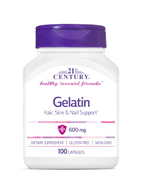 Gelatin 600 mg by 21st Century HealthCare, Inc., view from the front.