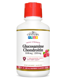 Glucosamine Chondroitin Triple Strength Liquid Raspberry by 21st Century HealthCare, Inc., view from the front.