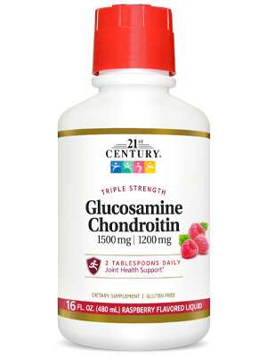 Glucosamine Chondroitin Triple Strength Liquid Raspberry by 21st Century HealthCare, Inc., view from the front.