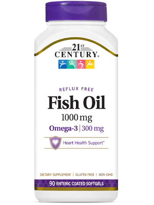 Fish Oil  1000 mg by 21st Century HealthCare, Inc., view from the front.
