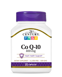 Co Q-10 400 mg by 21st Century HealthCare, Inc., view from the front.