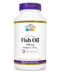 Fish Oil  1000 mg by 21st Century HealthCare, Inc., view from the front.