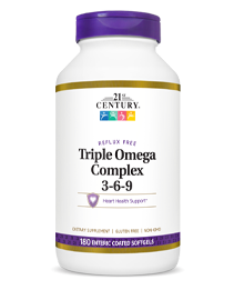 Triple Omega Complex 3-6-9 by 21st Century HealthCare, Inc., view from the front.
