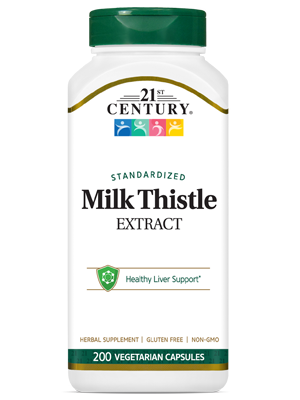Milk Thistle Extract  by 21st Century HealthCare, Inc., view from the front.
