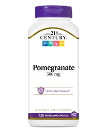 Pomegranate 500 mg by 21st Century HealthCare, Inc., view from the front.