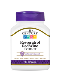 Resveratrol Red Wine Extract by 21st Century HealthCare, Inc., view from the front.