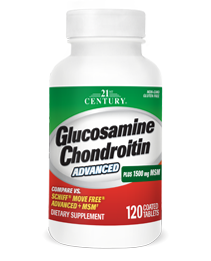 Glucosamine Chondroitin Advanced Plus 1500 mg MSM by 21st Century HealthCare, Inc., view from the front.