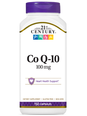 Co Q-10 100 mg by 21st Century HealthCare, Inc., view from the front.
