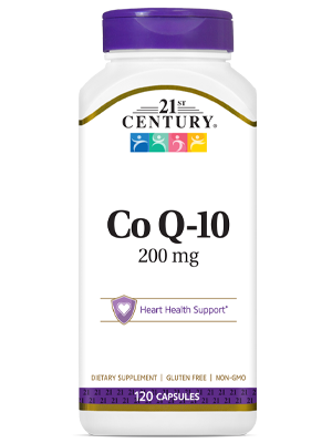 Co Q-10 200 mg by 21st Century HealthCare, Inc., view from the front.