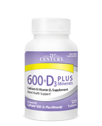 Calcium 600+D3 Plus Minerals by 21st Century HealthCare, Inc., view from the front.