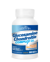 Glucosamine Chondroitin Complex Plus MSM+D3 by 21st Century HealthCare, Inc., view from the front.