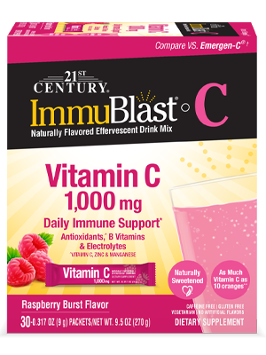 ImmuBlast®-C Raspberry Burst by 21st Century HealthCare, Inc., view from the front.