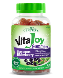 VitaJoy® Sambucus Elderberry Gummies by 21st Century HealthCare, Inc., view from the front.
