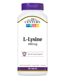 L-Lysine 1000 mg by 21st Century HealthCare, Inc., view from the front.