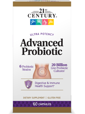 Advanced Probiotic by 21st Century HealthCare, Inc., view from the front.