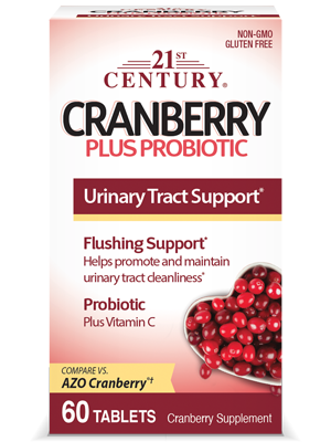 Cranberry Plus Probiotic by 21st Century HealthCare, Inc., view from the front.