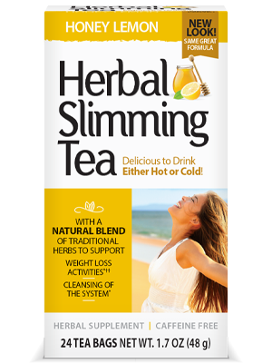 Herbal Slimming Tea Honey Lemon by 21st Century HealthCare, Inc., view from the front.
