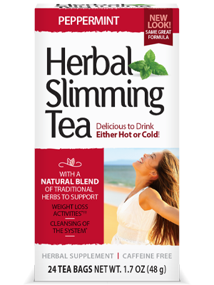 Herbal Slimming Tea Peppermint by 21st Century HealthCare, Inc., view from the front.